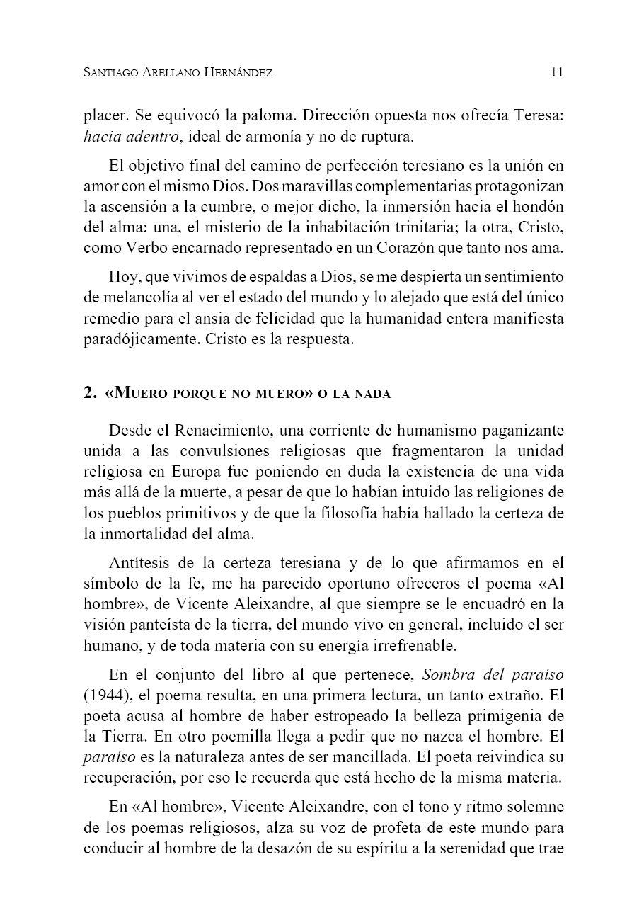 2. "Muero porque no muero" o la nada. Sobre la desesperación a la que lleva el humanismo paganizante